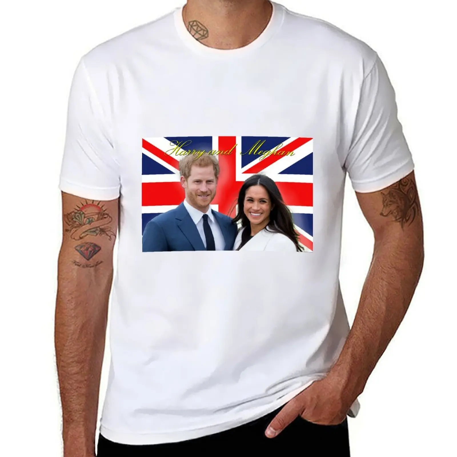 

HRH Prince Harry and Meghan Markle Royal Wedding at Windsor Castle 19th May 2018 T-Shirt man t shirts graphic T-Shirt