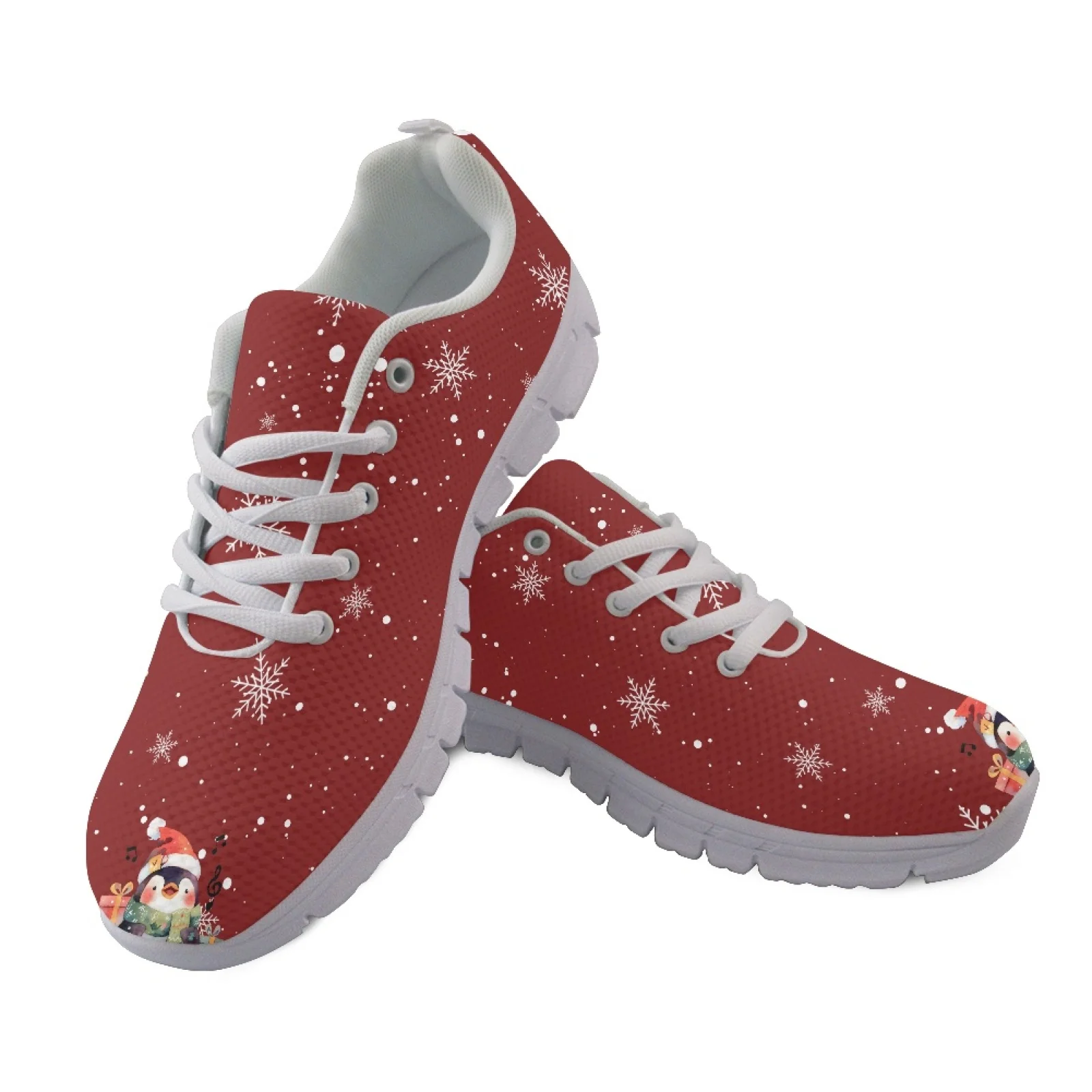 Coloranimal Christmas Penguin Fitness Shoes Athletic Shoes for Men Breathable Running Sneakers