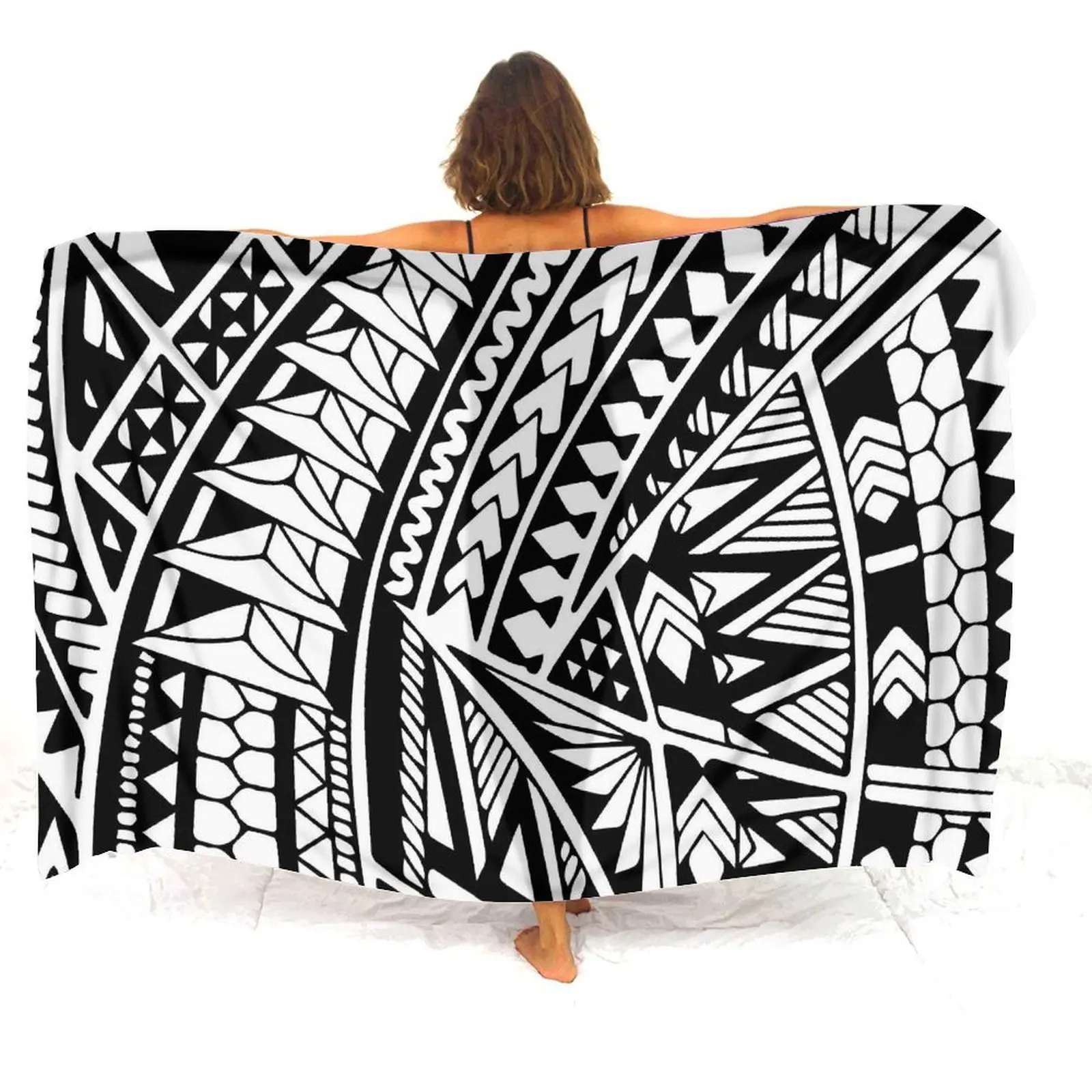 New Women'S Sarong Hawaii Samoa Beach Resort Soft One-Piece Shawl Sunblock Coat Soft Fabric Polynesian Tribal Design Sarong