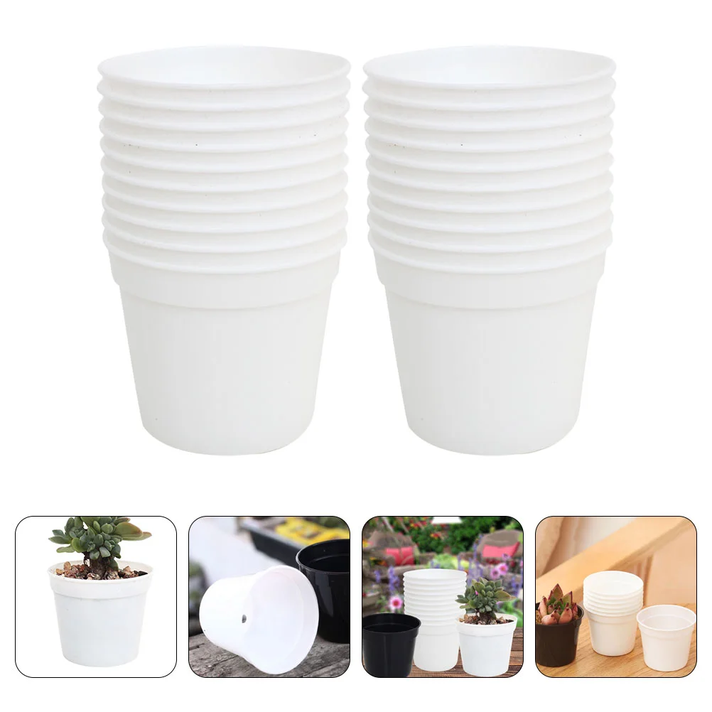 24 Pack Sturdy Plastic Succulent White Plant Starting Gardening Pot Plant Containers Garden Flower Nursery Pots Plants