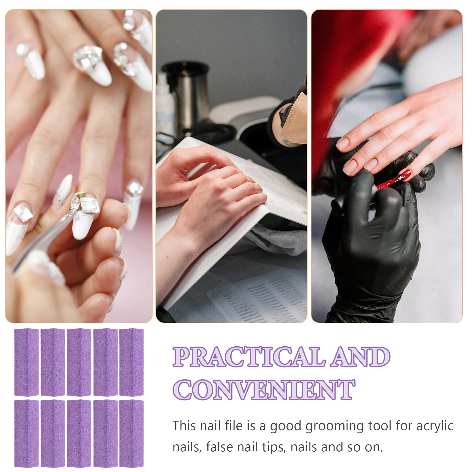 

10Pcs Nail Files Premium Manicure Pedicure Tools Smooth Polishing Portable Salon Home Use Professional Nail File