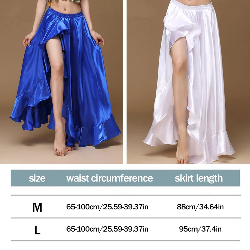 2025 sexy dança do ventre lado puxando saia longa de cetim senhora saias de dança do ventre feminino sexy oriental saia de dança do ventre profissional