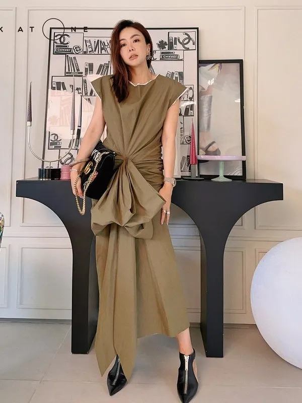 

Платье Tang Jialing Sister "Ten Thousand Teads Dependence" Design Sense Dr B3SSL062K из хлопка, А-силуэт, миди