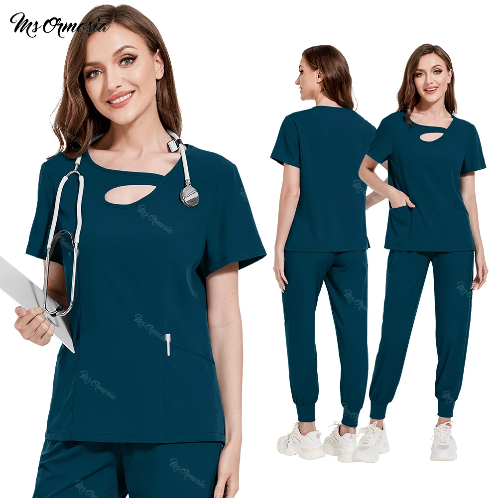 Medical Uniform Surgical Uniforms Woman Scrub Set Doctor Nurse Workwear Clinical Overalls Beauty Salon Top Pants Nursing Clothes