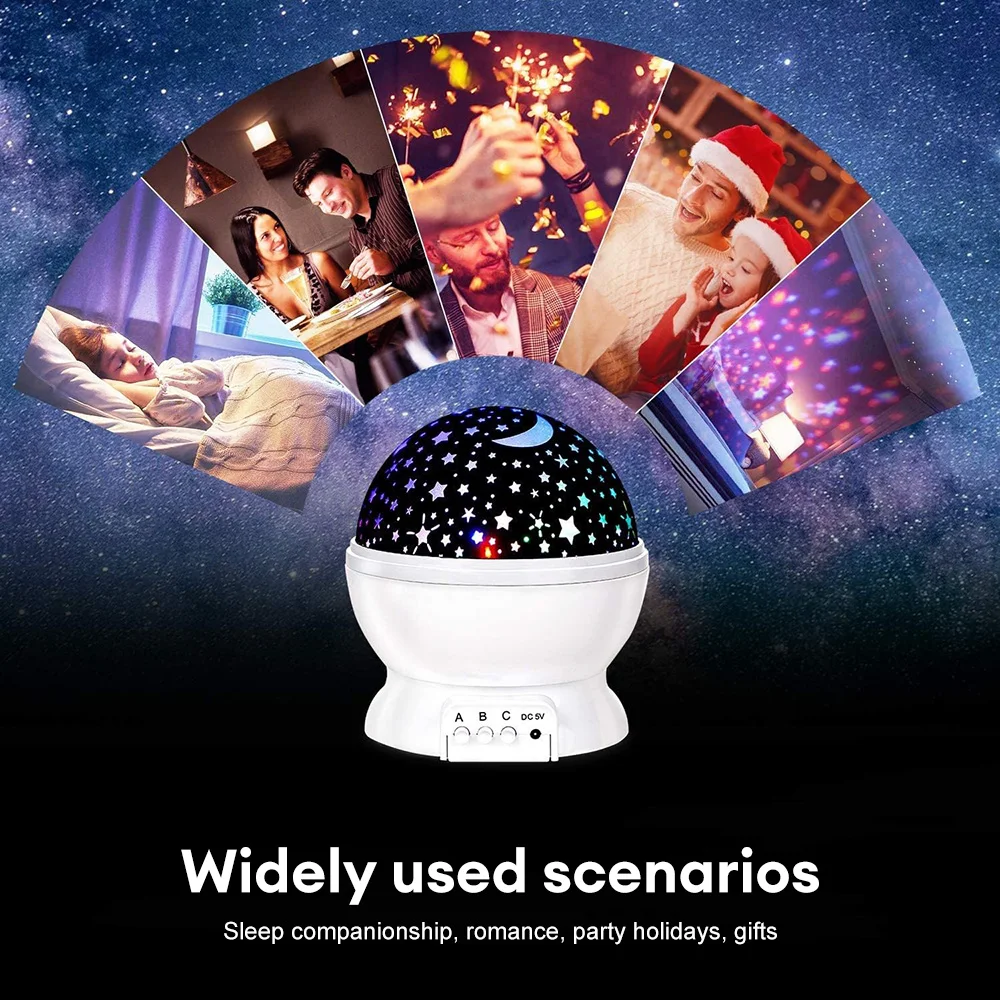 Starry Projector Night Lights Rotating Sky Moon Projection Lamp Bedroom Starlight Decoration Galaxy Projector Night Lamp Gifts