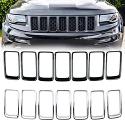 7pcs/set Front Bumper Grille Grill Inserted Ring Trim Cover Fit For 2014 2015 2016 Jeep Grand Cherokee Car Accessories