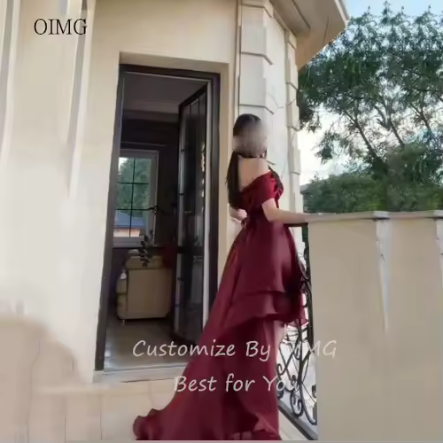 OIMG Elegant Burgundy Off The Shoulder Asymmetry Prom Gowns Backless Gala-ready Party Gown Floor Length Evening Dress Customized - Image 5