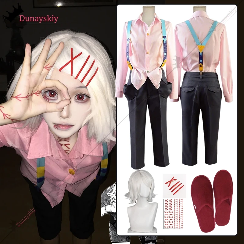 

Anime Juzo Suzuya Rei Cosplay Costume Pink Shirt Pants Straps Kneecap Full Set Halloween Disguise Outfits Wig Shoe Suits-코스프레-