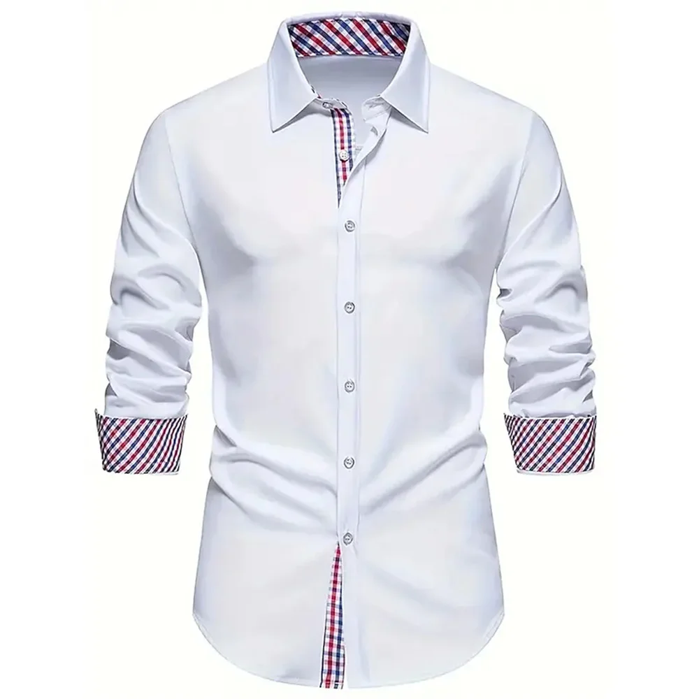 قميص رجالي جديد غير رسمي مطبوع ثلاثي الأبعاد لعام 2025 مناسب للارتداء اليومي، قميص بلون سادة بياقة ربيعية وأكمام طويلة وأزرار 13 يُباع #4