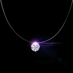 S925 Sterling Silver Women's Necklace with Invisible Chain, Diamond-Cut Carat Zircon Clavicle Chain, Mermaid Tears Pendant