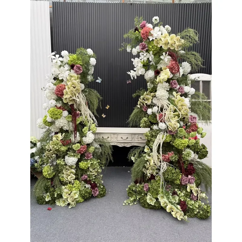 Set Sale Purple Green Hydrangea Hangings Arch Customized Silk Rose Floral Arch Runner Colorful Green Wedding Flower Runners