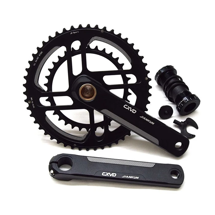 Custom Double Disc Bike Crank Set With BB Road Bicycle Folding Bike Hollow One Piece Bicycle Crank