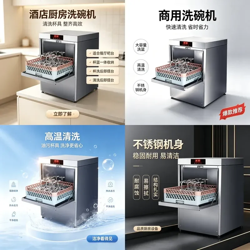 Commercial Cup Washer for Bar Cafe Milk Tea Shop Small Disinfection Table Embedded Dual Purpose Automatic Hotel Dishwasher