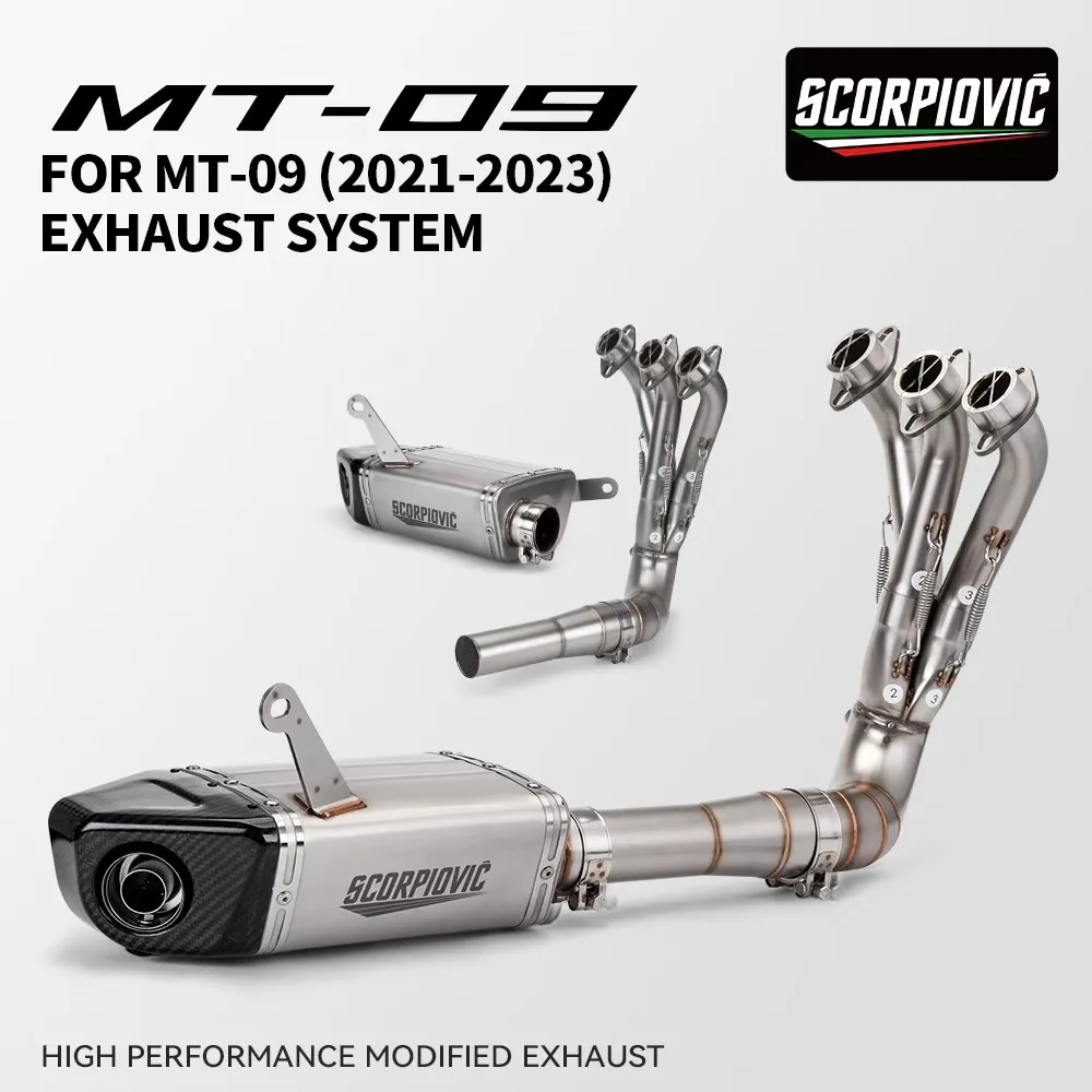 Stainless Steel Full Underbody Exhaust System Low Mount Performance Pipe Compatible with YZF MT-09 MT09 V3 2021 To 2025
