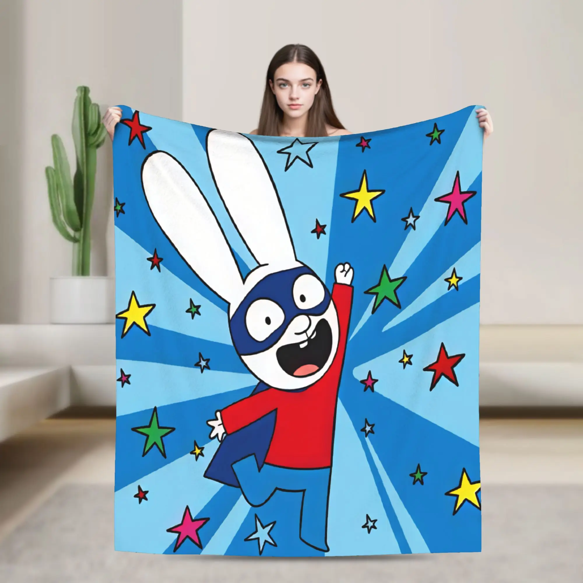 Simon Super Rabbit  Warm Comfy Blankets  Trend Picnic Throw Blanket Couch Bed Flannel Bedspread Sofa Bed Cover