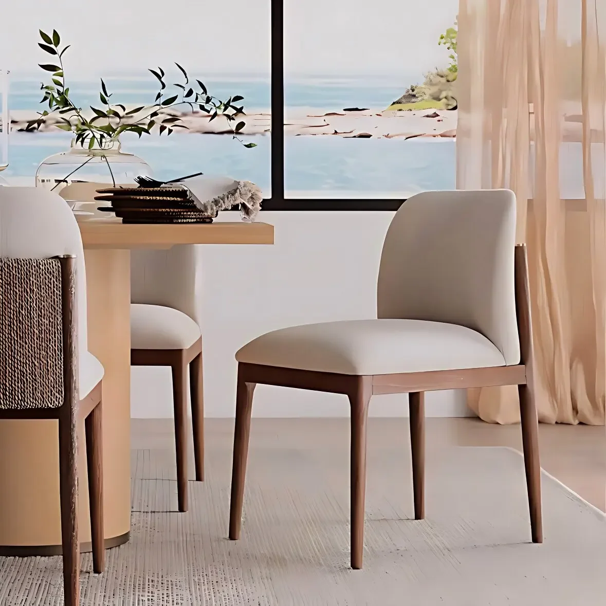 HYS medieval solid wood bar chair B & B front desk reception backrest rattan high chair island dining chair