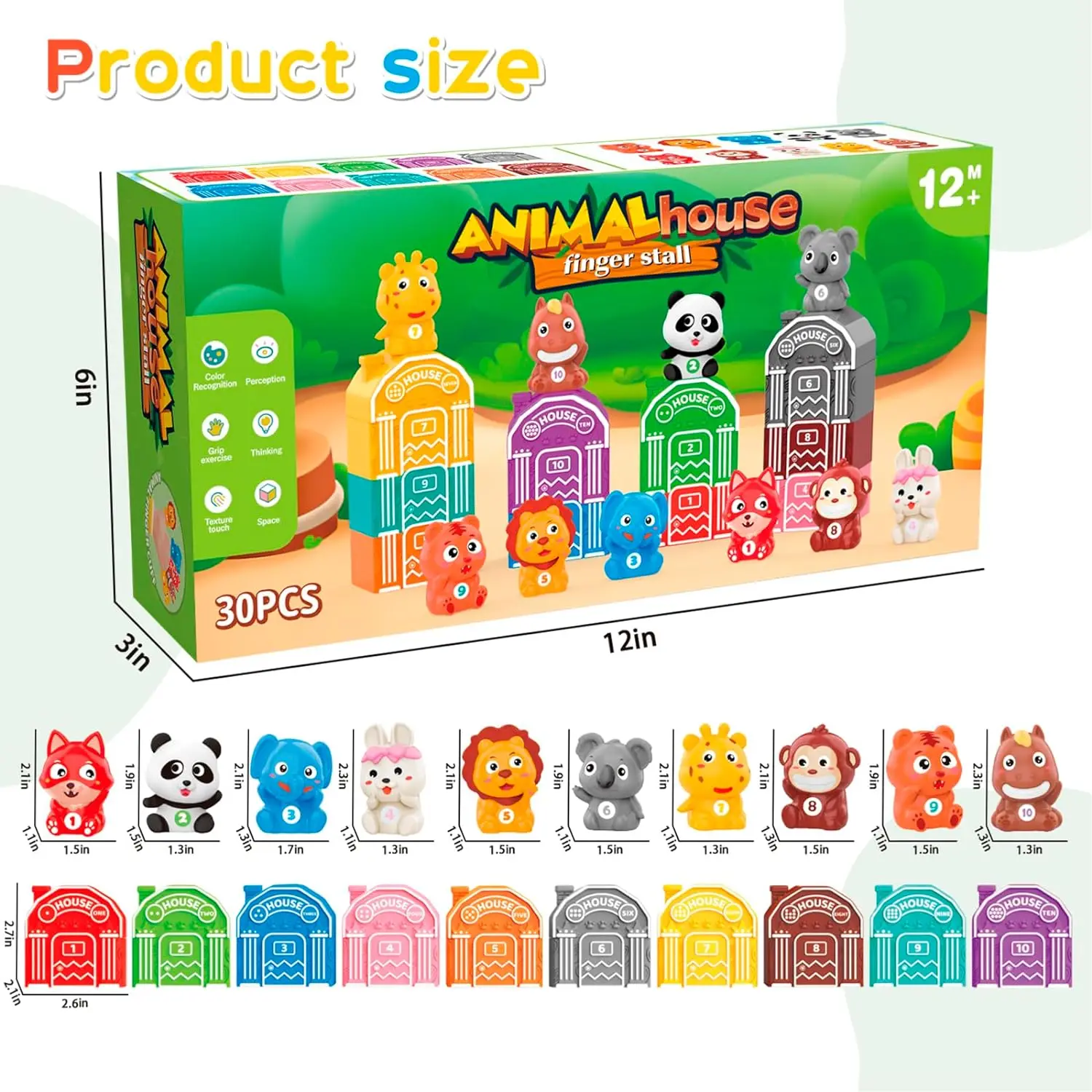 Montessori Farm Animal House Finger Stall Toys, Kids Learning Toys, Baby Counting Matching & Classification Fine Motor Games