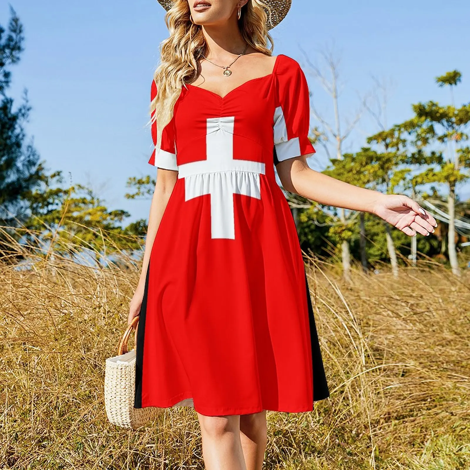 Flag of Switzerland Short Sleeved Dress summer dresses for women 2025 women's evening dresses Summer women's clothing Dress