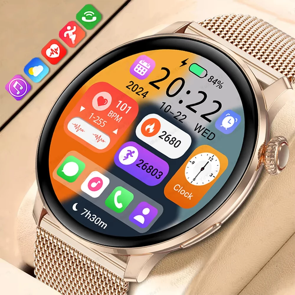 

2025 Fashion Smart Watch Ladies Bluetooth Call Custom Dials Heart Rate Women's Health Monitor Waterproof Music Sports Smartwatch