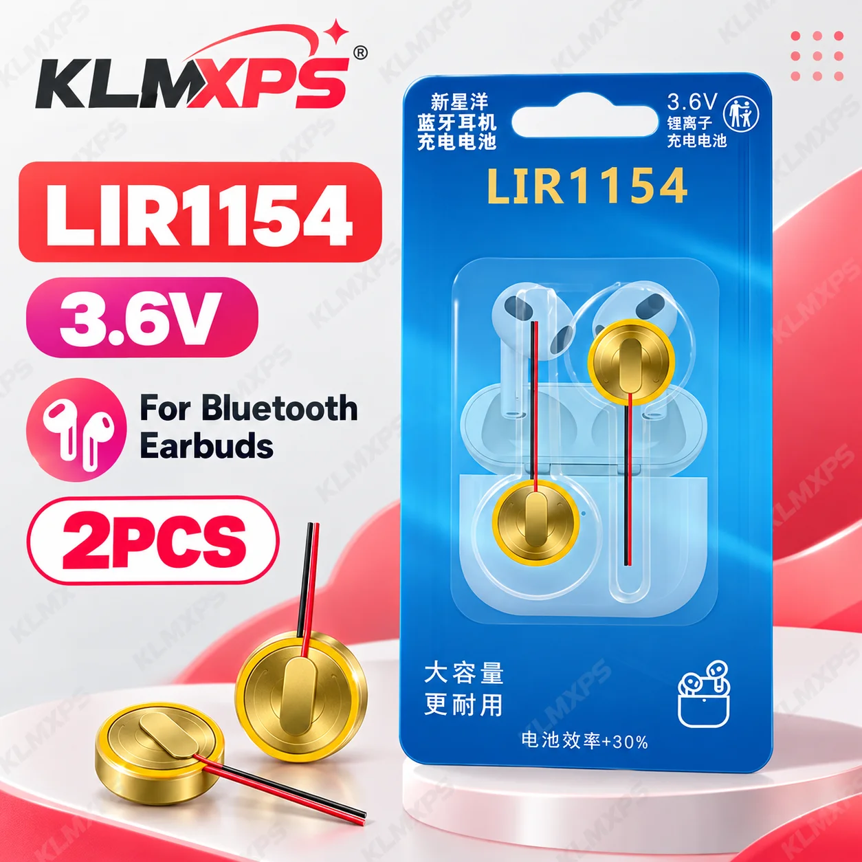 LIR1154 3.85V Rechargeable Lithium Coin Button Cell Battery for TWS Bluetooth Earphones Headset Replacement Wholesale