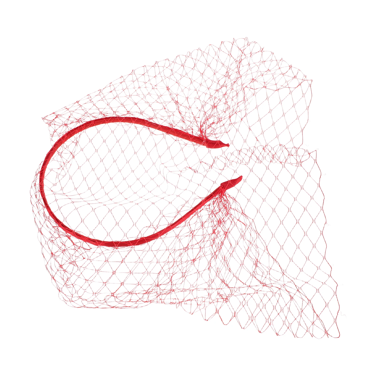 

Red Mesh Birdcage Veil Headband Vintage Wedding Headpiece Roaring 20S Bridal Fascinator Hat Face Veil for Party
