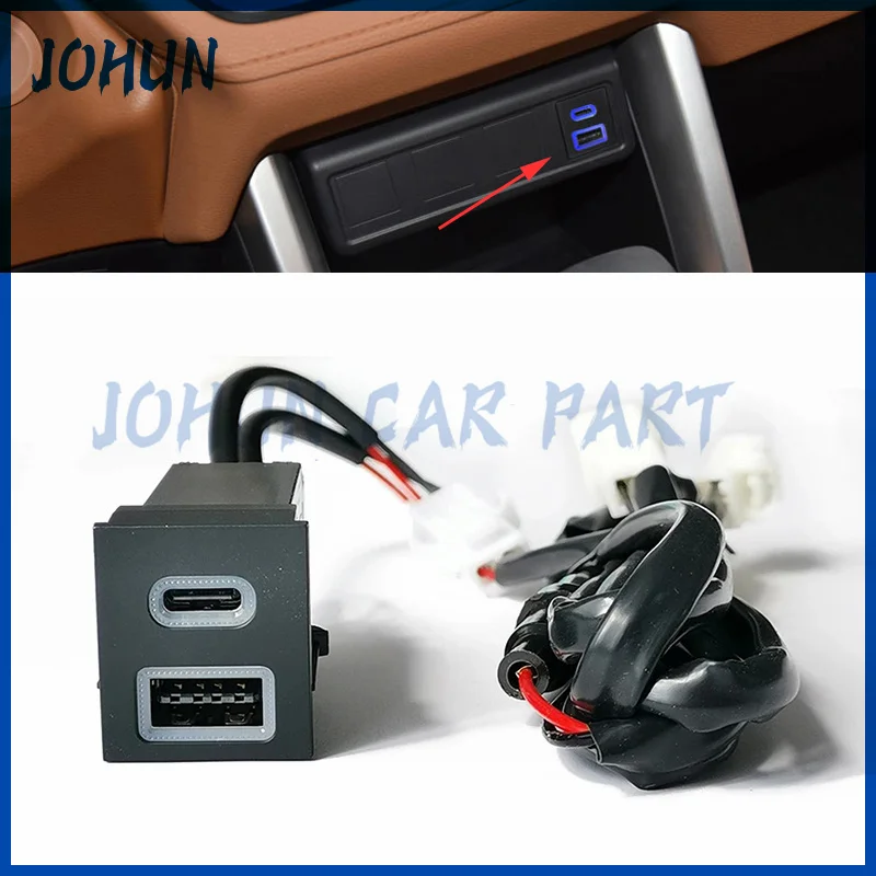 

Car USB Charger PD Quick Charge QC3.0 Auto Phone Charging Adapter Button For Toyota RAV4 Wildlander Corolla Accessories