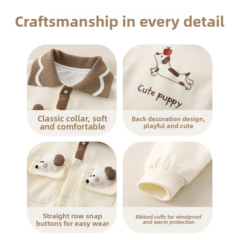 Primavera outono recém-nascido rer longo sve dupla camada bebê adere terno adorável roupa dos desenhos animados na moda princ sle dr