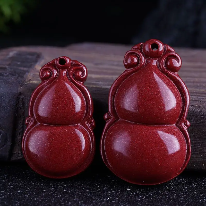 Cinnabar Ruyi Gourd Fushou Ankang Pendant！