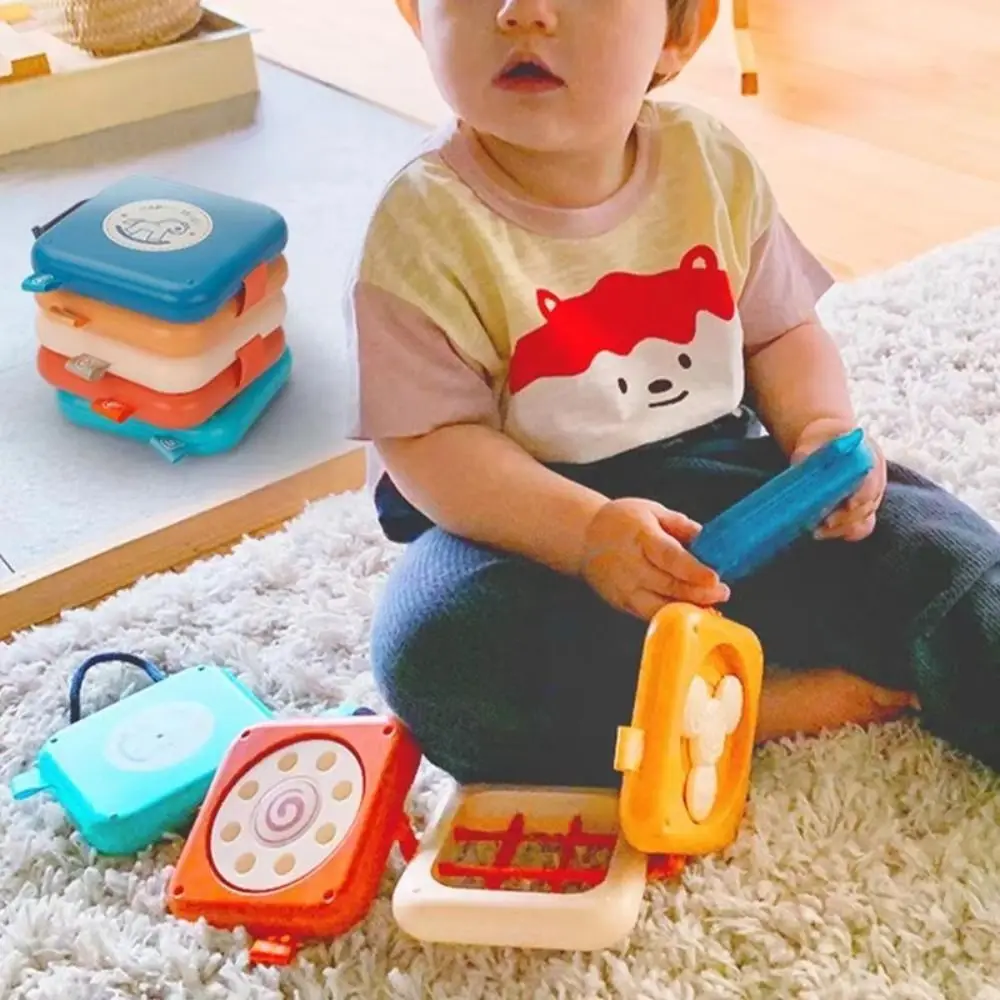 Zusammenklappbares, beschäftigtes Würfelspielzeug, Puzzle, polyedrisches, multifunktionales Stapelspielzeug mit Spiegel, Montessori-Sensorbrett, Feinmotorik