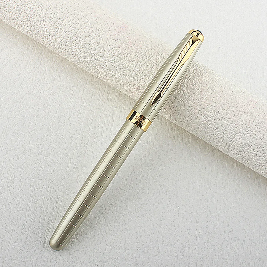 Metal Grid Feather Arrow Gold Clip Fountain Pen F 0.5MM Nib Ink Pen Calligraphy Pen School Office Supplies Stationery