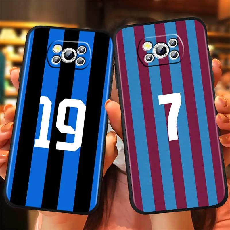 Mode-Trikot-Nummer Handyhülle für Xiaomi Mi Poco F3 F4 F5 F6 X3 X4 X5 X6 X7 M3 M4 M5s M5 M6 GT Pro 5G Schwarze Abdeckung