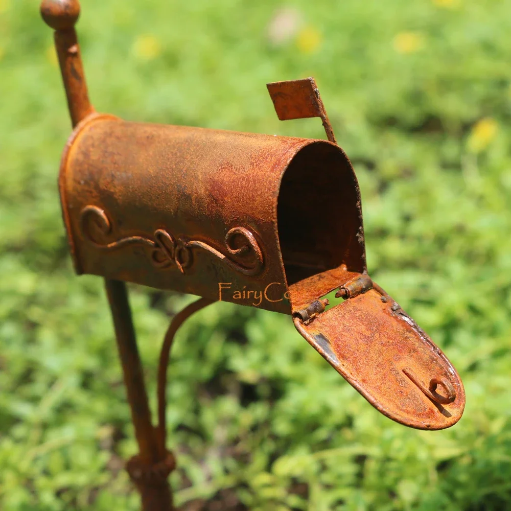 Fairy Garden Miniature Mail Box Rusty Metal Mailbox Rustic Miniatures Items Home Desk Decor Ornaments Supplies