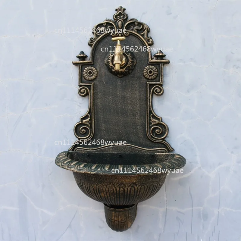 Antique Go-ld Cast Wall Mounted Hand Sink Farm House Ho-me Garden Decor Heavy Metal Wash Stand Hand-made Wall Decor Wash Basin