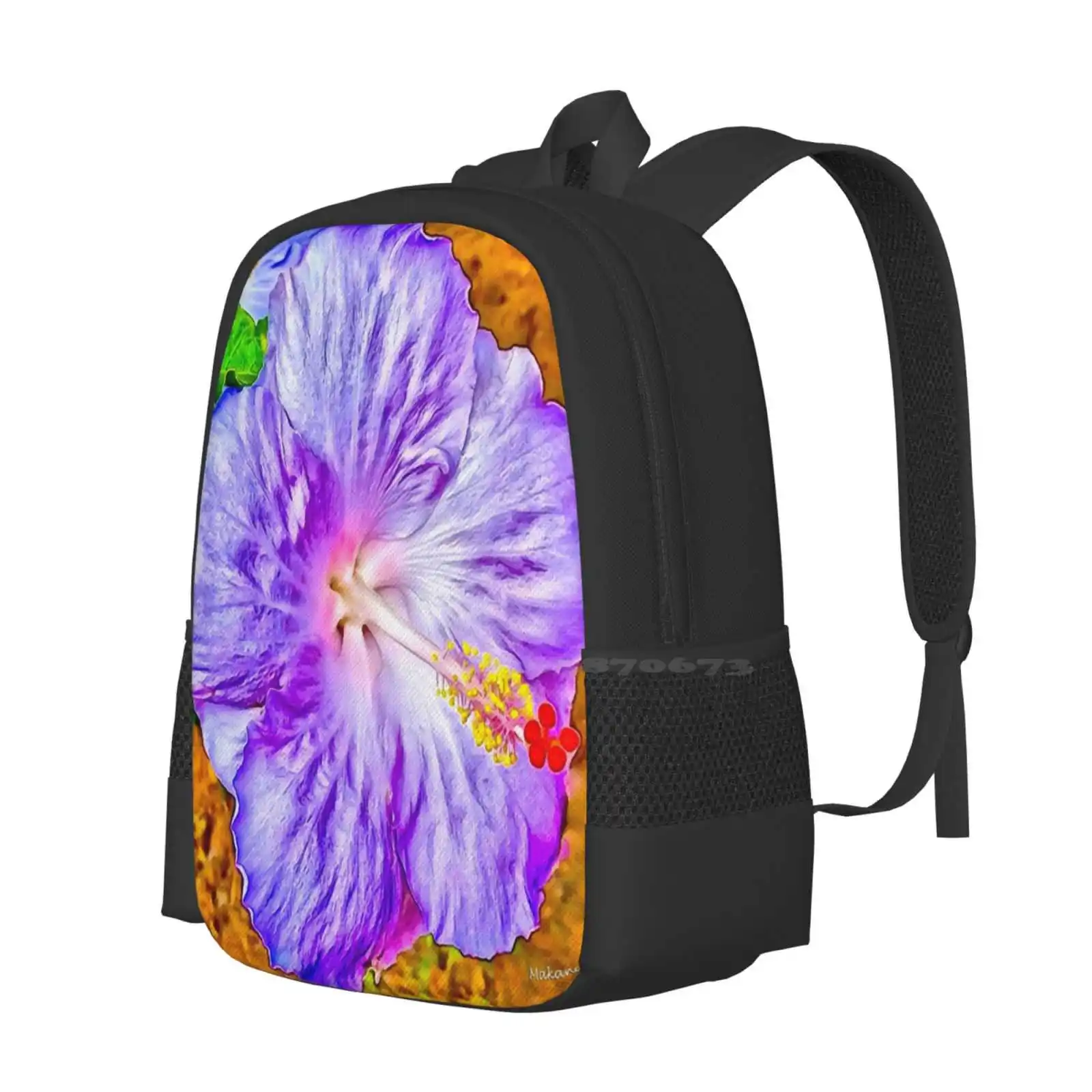 Lavender Hibiscus Hot Sale Schoolbag Backpack Fashion Bags Makanahele Hawaii Oahu Kailua Hibiscus Garden Nature Flower Floral