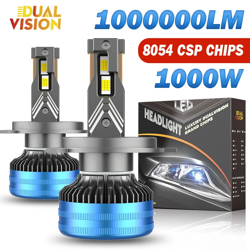 

1000W H1 Светодиодная фара 1000000LM Светодиодные автомобильные лампы Canbus H4 H7 H3 H11 H8 9005 9006 HB3 HB4 9012 Противотуманные фары Автомобильные фары 2 медные трубки