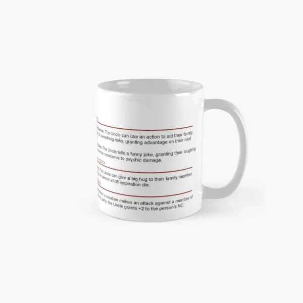 D D Uncle Stat Block Gift Classic  Mug Tea Image Simple Design Cup Gifts Printed Picture Handle Round Photo Drinkware Coffee