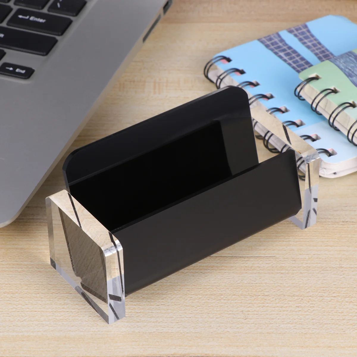 حامل عرض سطح المكتب البلاستيكي الفاخر لبطاقة العمل لتنظيم المكتب، حامل بطاقات أسود متعدد الوظائف، حامل بلاستيكي #6