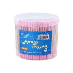 300Pcs/Box Makeup Clean Cotton Swabs Colorful Disposable Bamboo Stick Double Head Ear Nose Cleaning Tools