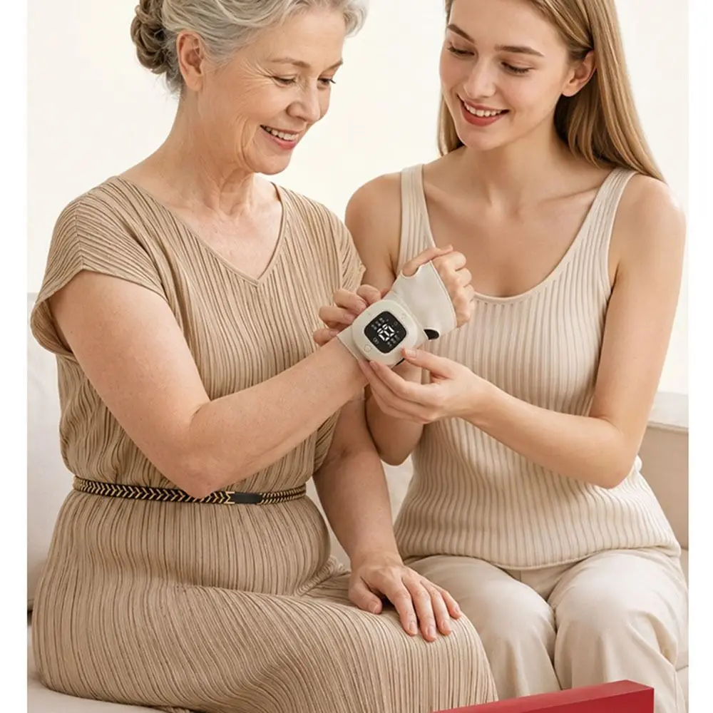 Vibration Mode EMS Wrist Massager Heat Compress Wireless Hand Massage Instrument 6 Massage Modes Kneading Hand Massager