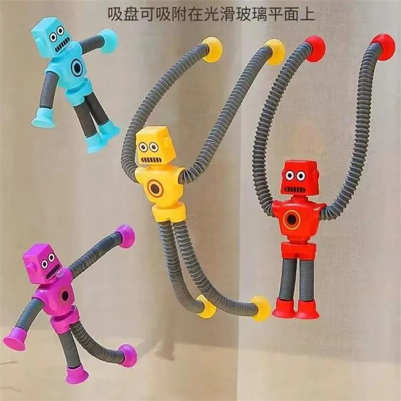 Changeable Robot Design Pop Tube Bendable Flexible Toy LED Stress Relief Stretch Fidget Pop Sucker Decompression Toy