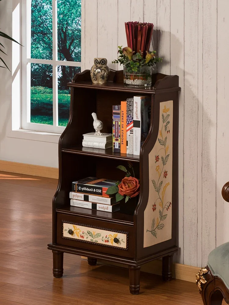 

European American style single bookcase small bookshelf vintage display cabinet sundries shelf pastoral painted furniture