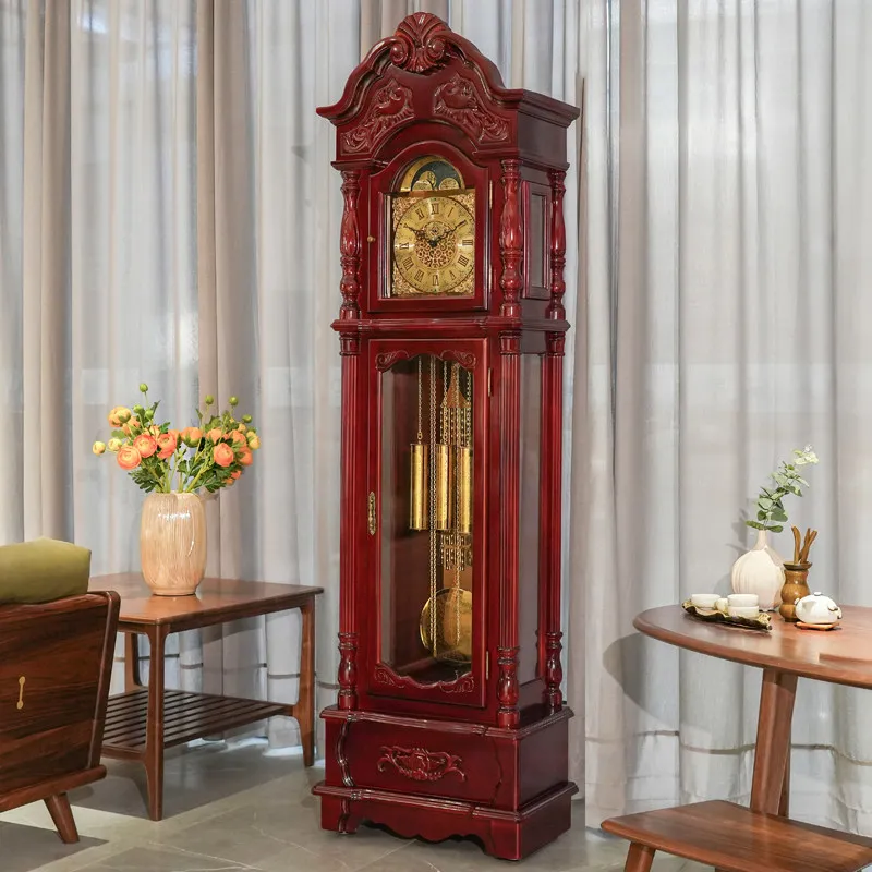 Floor clock living room household machinery vertical clock European new Chinese retro creative old large seat pendulum clock