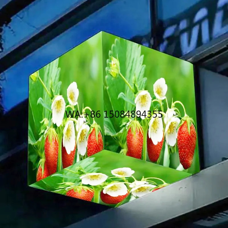 Outdoor and Indoor P2.5 P3 P4 P3.91  4 Sides or 5 Sides Magic Cube Led Digital Picture Text Video Screen Led Wall 3D