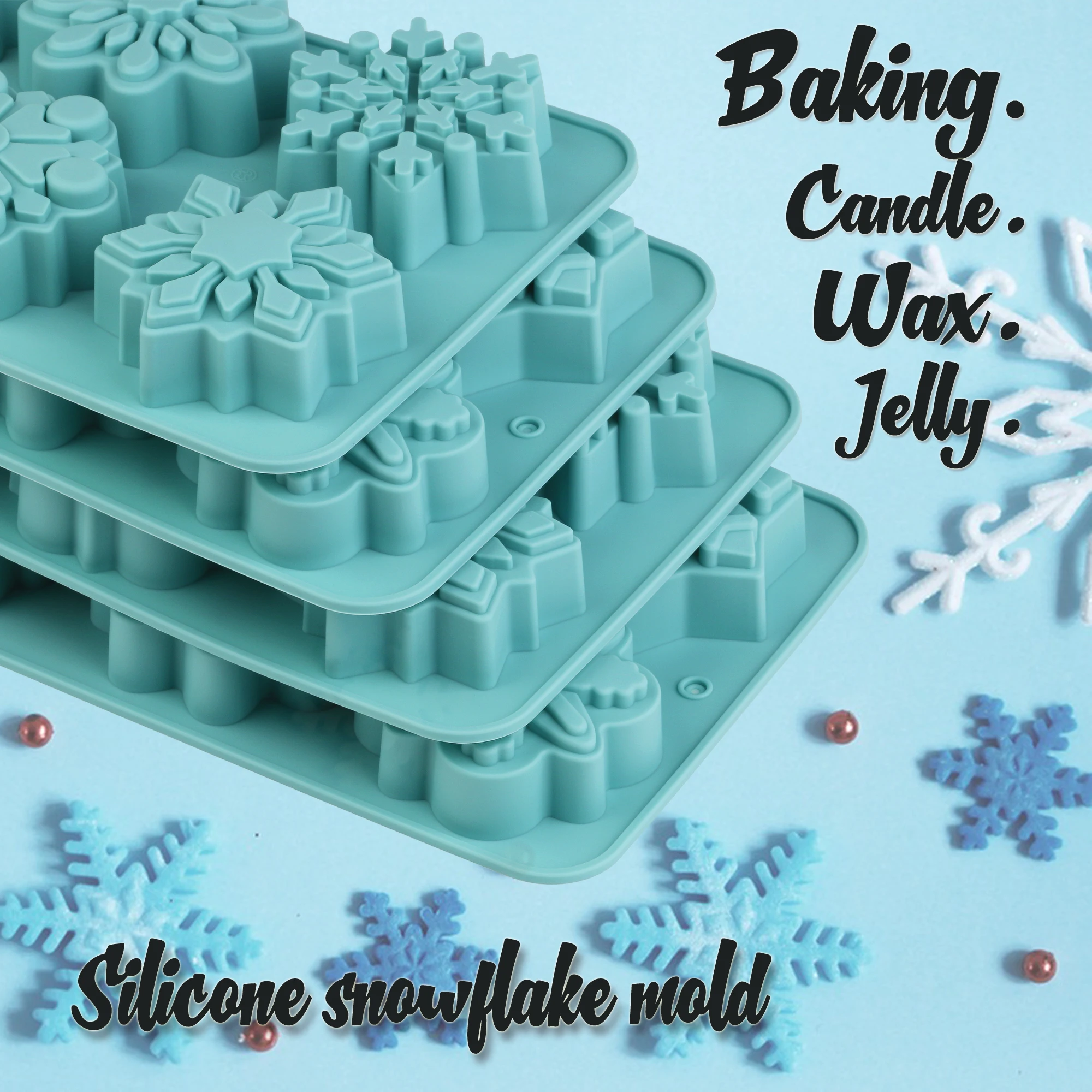 1 Stück Silikon-Schneeflockenform für Weihnachtsbacken, verdickte Form zur Herstellung von Schneeflockenkerzen, Desserts, Mousse und Süßigkeiten – Detail 2
