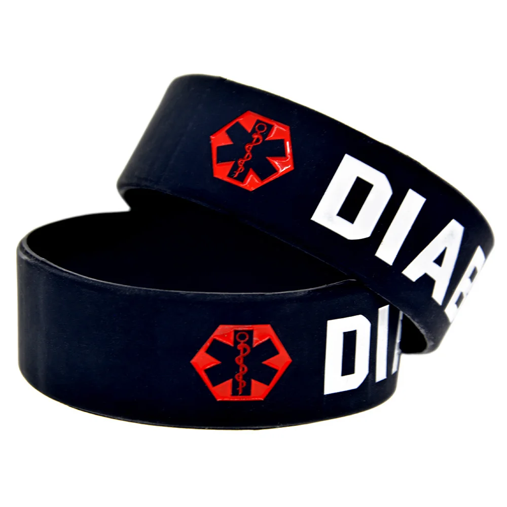 25 Stück, 2,5 cm breites Armband, aus Silikonkautschuk, für Diabetiker, als medizinisches Notfall-ID-Armband für Diabetiker. – Detail 3