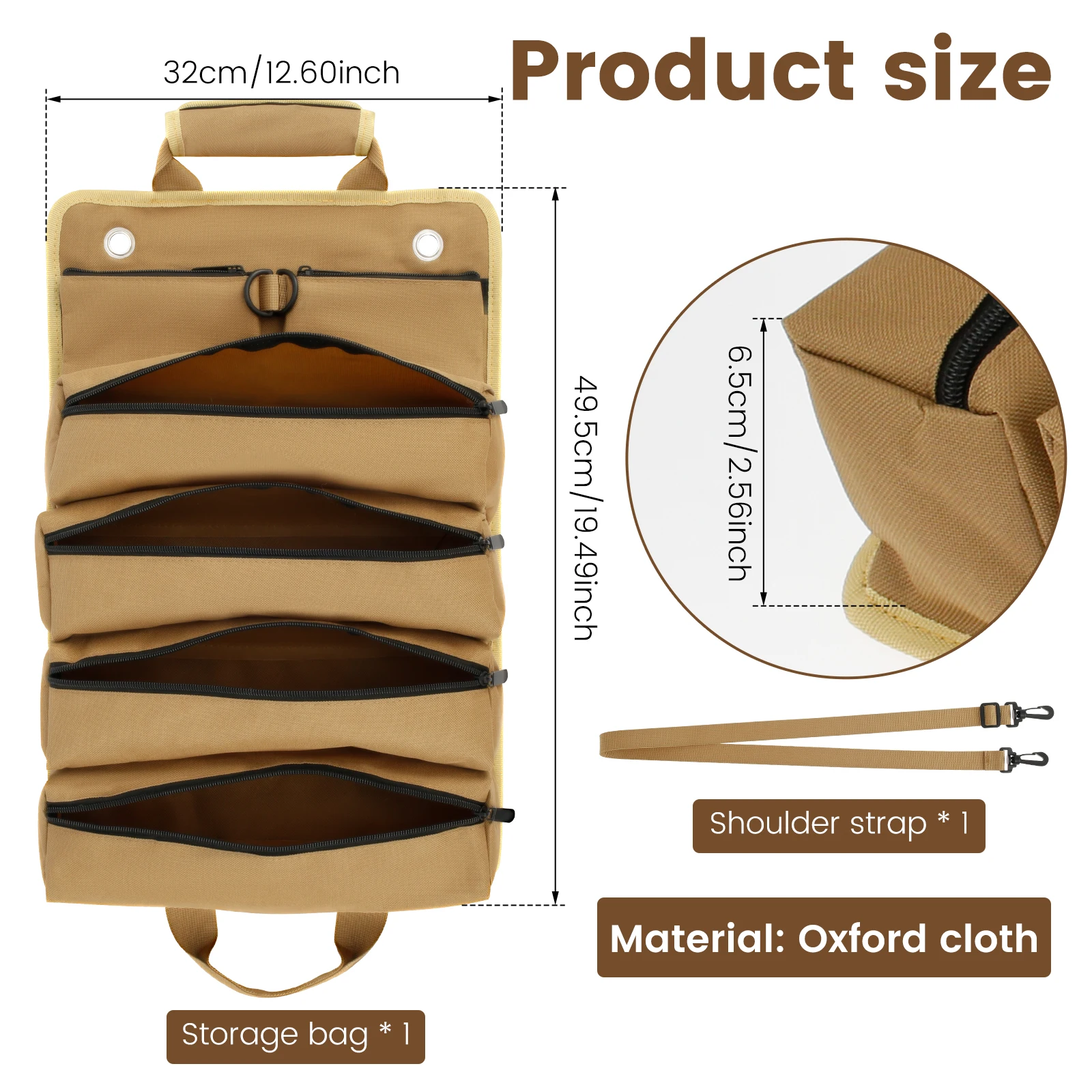 Reel Tool Bag Organizers Wear Resistant Thickened Oxford Cloth Multi Pockets Wrench Screwdriver Pliers Rolled Storage Bag