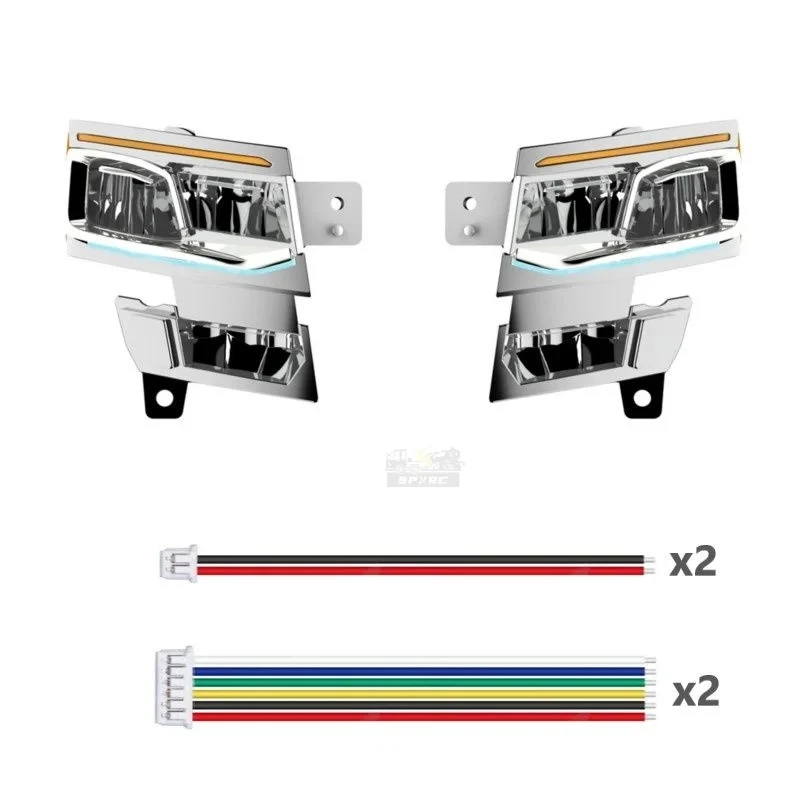 770S โลหะ 5V ไฟหน้าระบบสําหรับ 1/14 Tamiya RC SCANIA Scania 770S 8X4 56368 56371 MFC-03 M24 อะไหล่รถยนต์