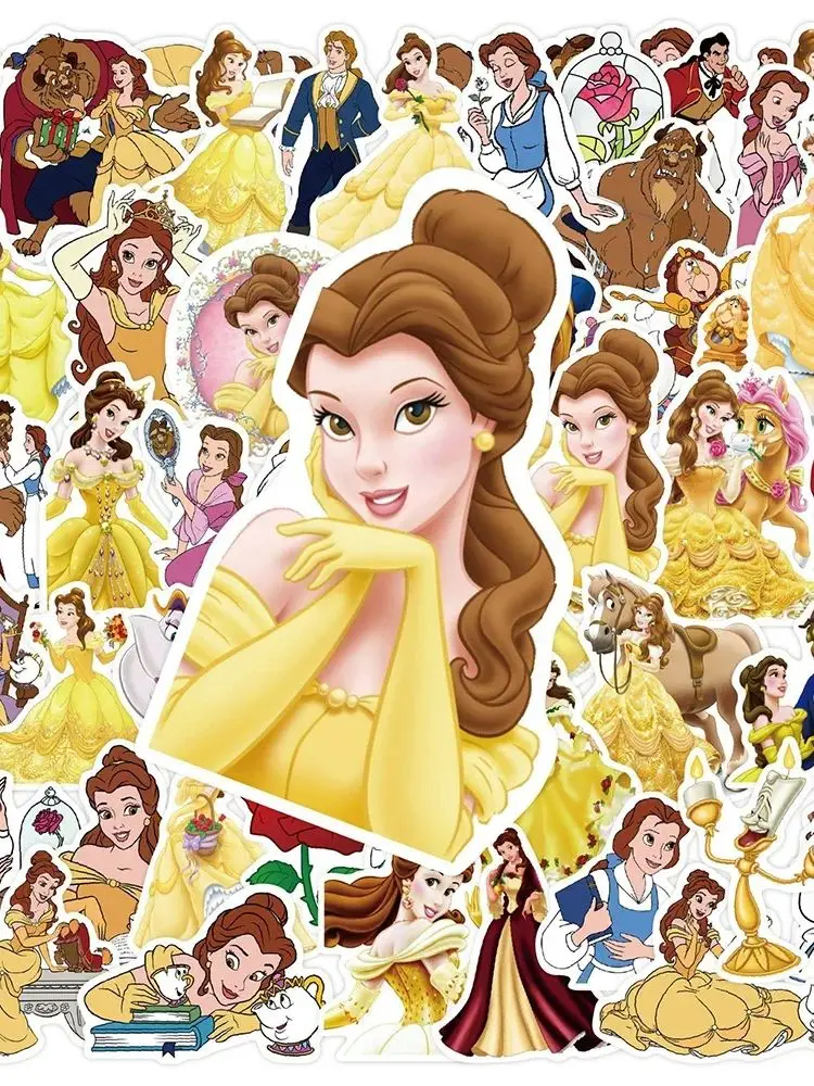 AliExpress 50PCS Beauty and The Beast Disney Princess Stickers DIY Skateboard Luggage Phone Bike Car Kids Toy Cute Cartoon Decal Gift