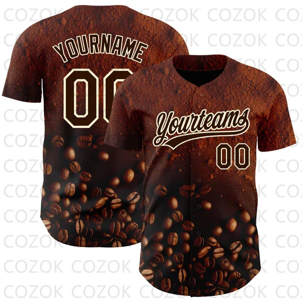 Maillot de Baseball Café Personnalisé pour Homme et Femme, Section, Imprimé en 3D, Équipe, Hip Hop, Unisexe