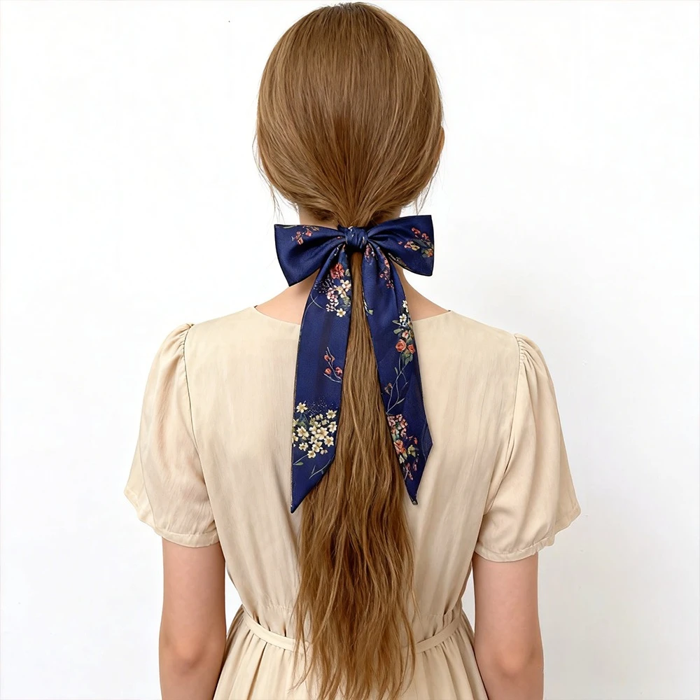 

Шарф-хиджаб с цветочным принтом 125x13.5 см для женщин, полиэстер, универсальный для всех сезонов, для одежды, сумок, аксессуаров, лент